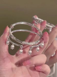 999镀银风铃兰花银手镯女小众设计闺蜜高级感新款生日礼物送女友999 Silver Plated wind chime orchid silver bracelet Female Minority design girlfriends advanced feeling new birthday gift for girlfriends