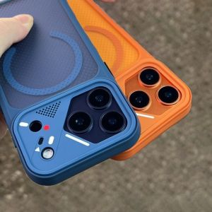 Luxury Cooling Armor Shockproof Magne Case For iPhone 17 16 15 14 13 12 11 Pro Max Plus Wireless Charging Hybrid Mesh Cover