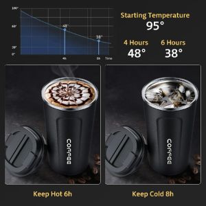 【Fans Tone】 New 510ml/380ml Double Wall Stainless Steel Flasks Vacuum Cup Thermos Portable Coffee Tea Milk Travel Mug Bottle Cup Tumbler