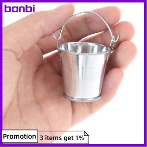 banbi 1Pcs Dollhouse Mini Iron Bucket Miniature Model Mini Dollhouse Decorations Ornaments Children Beach Small Bucket Toy