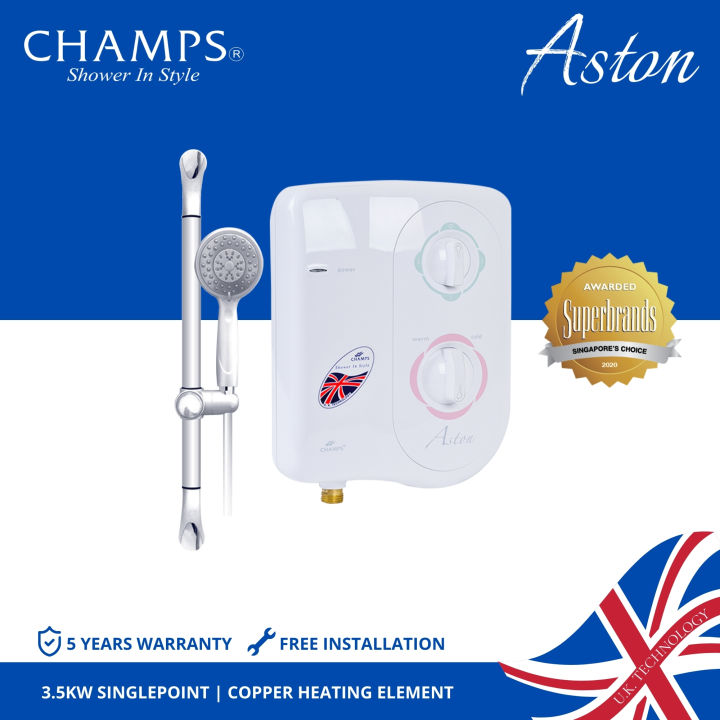 Champs Aston 3.5Kw Singlepoint Instant Shower Water Heater (White