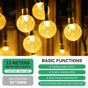 LED 20/30/50/100 Garden Solar String Lights Easter Decor Crystal Ball Fairy Light