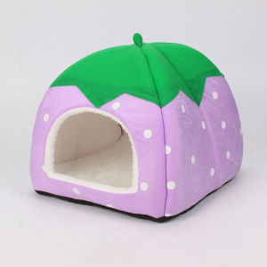 Seasons Foldable Strawberry Cat Dog Bed Semi-EnclosedTent House