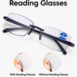 Blue Light Blocking Reading Glasses With Diamond Cut Edges Blue Light Blocking Smart Zoom Glasses智能变焦防蓝光老花镜