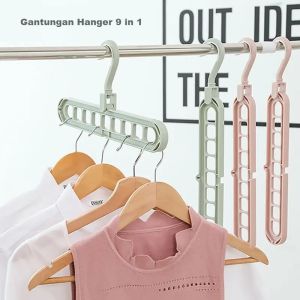 Gantungan Hanger Lipat 9in1 Gantungan hanger 9 Lubang Multifungsi gantungan pakaian penghemat Ruang