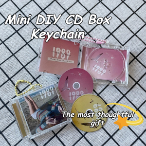 Mini CD Box Album Record Pendant DIY Keychain CD Player Shaped Key Pendant Commemorative Album Blank