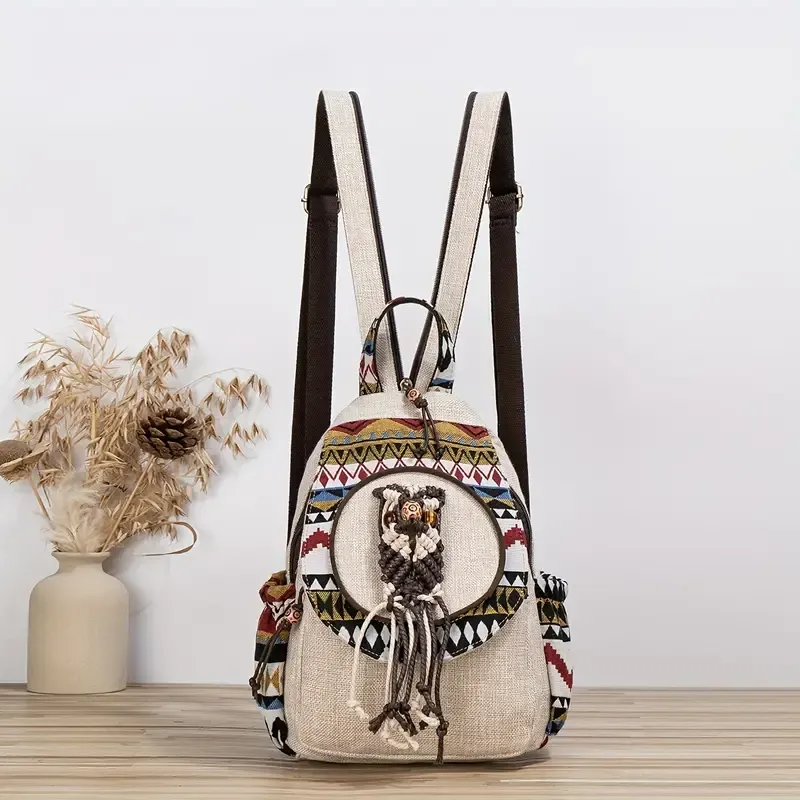 Ethnic Woven Bohemian Style Women Backpack Vintage Fabric