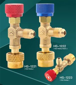 เซฟตี้วาล์ว กันน้ำยาฟู่ใส่มือ เซฟตี้วาวแอร์ วาวล์เปิดปิดน้ำยาแอร์ น้ำยาแอร์ เซฟตี้วาวล์น้ำยาแอร์ ใช้กับ R32 / R410a /R22 เกลียวตัวผู้ 1/4" เกลียวตัวเมีย 5/16" คอลโทรลวาล์ว ปิด-เปิด Safety Valve Control Valve อะไหล่แอร์（HS-1221/HS-1222/HS-1223）