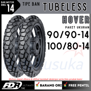 FDR Paket Ban Hover 90/90-14 & 100/80-14 Tubeless TL Ban Motor Metic Free Pentil