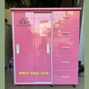 TỦ NHỰA QUẦN ÁO 2 CÁNH LÙA 5 NGĂN KÉO FULL HỒNG CAO CẤP - GIAO HÀNG HỎA TỐC