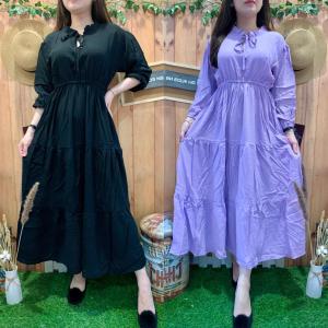 LONG DRESS NEWIE CRINCKLE BOW 3012 - GHAUDENS FASHION