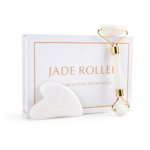 DECINIEE White Crystal Jade Roller Set Anti Wrinkles Face Lift Guash Massager Facial Massage Tool Natural Stone Roller Kit Beauty Care