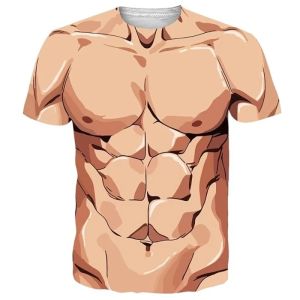 [Local Stock] ZEEMIN Muscle Anime Graphic 3D Print T-Shirts Men Women Muscular Streetwear Oversized Short Sleeve T Shirt Male Tees Tops Man Clothing