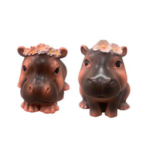 Handcrafts Resins Pygmy Hippo Sculpture Animal Figurine Statue Ornament for Book Shelf or Tabletop Display Decoration