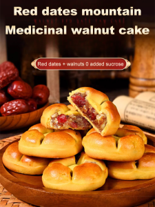 Red Date and Yam Walnut Cake Fat-lowering And Weight-loss No Added Sugar Cereal Snack Nutritional Breakfast Meal Replacement