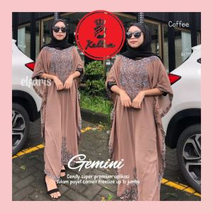 Kaftan Mewah Lebaran Pesta Kondangan Jumbo Ceruty Super Payet Corneli Elegan Fashion Muslim Dress Wanita Gamis Kaftan Gemini Trendy Nyaman - XELLEA