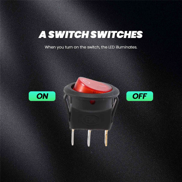 Rocker Switch Bipolar ON OFF Red 3 Pins 220V | Lazada