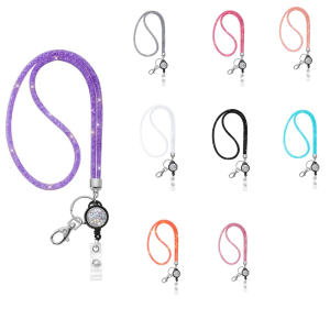 Rhinestones Lanyard Necklace For Key And Holder Sparkling Neck Lanyards for Keychain Necklace Retractable Lanyard