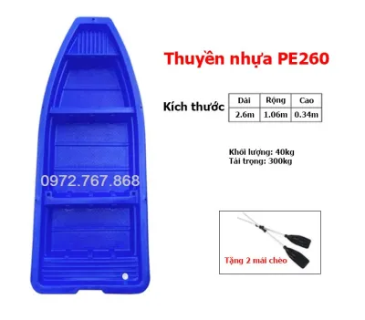 Thuyền Nhựa PE260 MIỄN PHÍ VẬN CHUYỂN CÓ HÀNG SAU 10-14 NGÀY