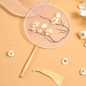 MMLUCK Phong cách Trung Quốc Quạt Thêu Trung Quốc Có tua Cầm tay Người hâm mộ nhóm cô dâu Quạt nhảy Mờ Quạt Tuan Đám cưới Trung Quốc