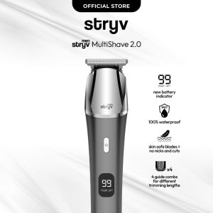 Stryv MultiShave V2 | All-in-One Electric Shaver for Face Body & Groin | 4 Guide Combs | Pencukur Elektrik