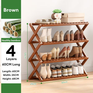 Bamboo Shoe Rack 3/4/5/6Layers Brown Organizer Wooden Storage Shelves Stand Shelf Space Saving Rack