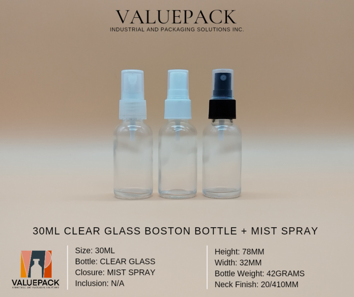 30ml clear glass boston bottle with mist spray Lazada PH