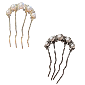 Modern Minimalist Hair Stick With Pearls Embellishment Multi Functional U Shape Hairpin For Casual Or Hanbiuk Styling