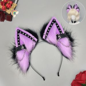DIVATEN Bendable Fox Ear Headband Y2K Dark Punk-Style Cosplay Ear Hairband Stylish Metal Punk Ear Headwear Cosplay Party