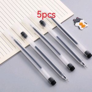 10pcs/ 5pcs Transparent Frosted Gel Pen 0.5mm Bullet Point Needle Tube Pen School Office Black Refill