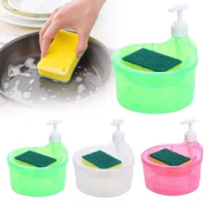 KAIHUA Tempat Sabun Cair Cuci Piring Bentuk Bulat Soap Pump Dispenser 2in1 1000ml + Sponge Wadah Sabun Viral MR.DIY PR172