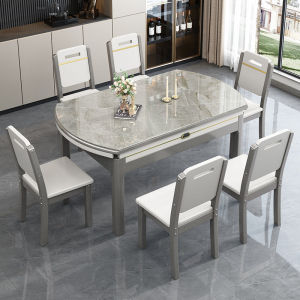 Dining Table Household Slate Round Table Dining Table Chair Combination Solid Wood Dining Table