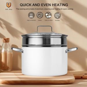 Durable Ceramic Soup Pot with Stainless Steel Handle Non-Stick Surface for Easy Cooking 3.5L[Ueb Shop]