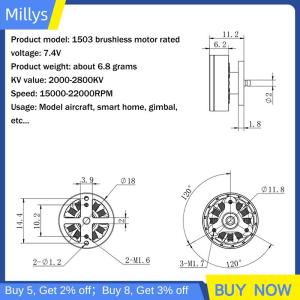 Millys 1503 máy bay động cơ không chổi than RC động cơ điện cho 4 trục điều khiển từ xa máy bay RC động cơ điện RC máy bay động cơ