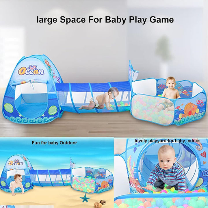 Portable 3 in 1 Children Kids Baby Play Tent Tunnel Ball Pit Playhouse