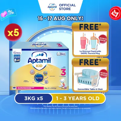 Aptamil KID Step 3 Growing Up Formula 1 - 3 years 3kg x 5 (Susu Milk Powder 奶粉)