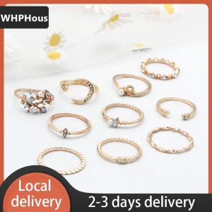 [COD] WHPHous Ship within 24 hours 10Pcs set Moon Star Rings Women Girls Bohemian Jewellery set Gifts Accessories