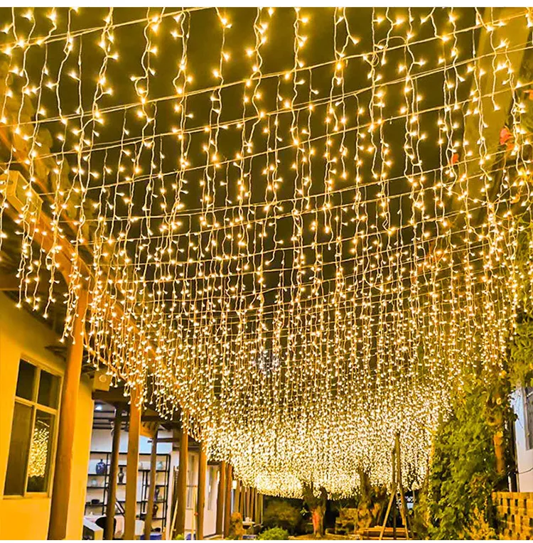 Christmas LED Icicle Lights Decorations Outdoor Fairy Curtain String Lights with US Plug in 8 Modes Timer Connectable Twinkle Lights for Holiday Window Party Home Decor Warm White Lazada PH