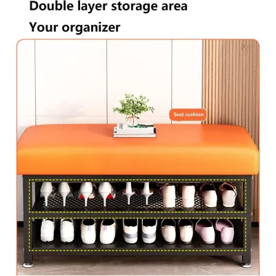2 in 1 Shoe Rack Bench Shoe Storage Organizer with Seat Cushion Shoe Cabinet Shoe Shelf for Entryway Home Shoe Changing Bench PVC Shoe Rack for Pinoy Homes Philippine House Apartment Space Saving