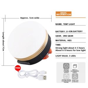 GLAMPTURE Camping Light Long Endurance Rechargeable Tent Light Hanging Outdoor Emergency Light Night Light for Camping Hiking Power Failure