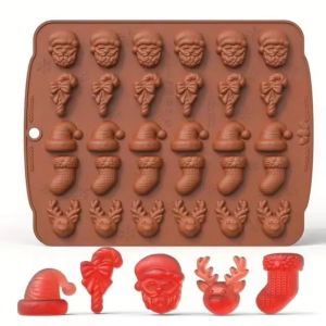 NALANILI Non-Stick Surface Silicone Chocolate Mold Reusable High Temperature Resistant DIY Cake Decorating Mold  Christmas Pattern 3D Chocolate Mold For Christmas Party