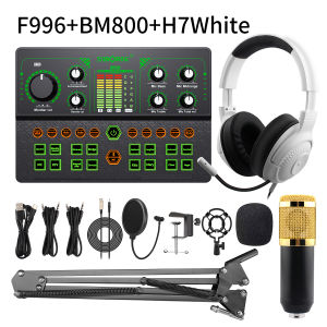 Siborie F996 soundcard+BM800PRO Mic +E10 headset Paket Lengkap Live soundcard Bluetooth Streaming Langsung Siap COD