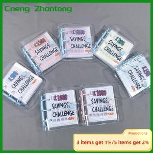 Cneng Savings Challenge Book Saving £1000 Money Binder Mini Portable Money Book Saving Loose-leaf Notebook Cash Budget Storage Book