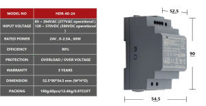 Mean Well HDR-60-24 24V 2.5A 60W High Quality meanwell AC/DC 60W Ultra Slim Step Shape DIN Rail Power Supply