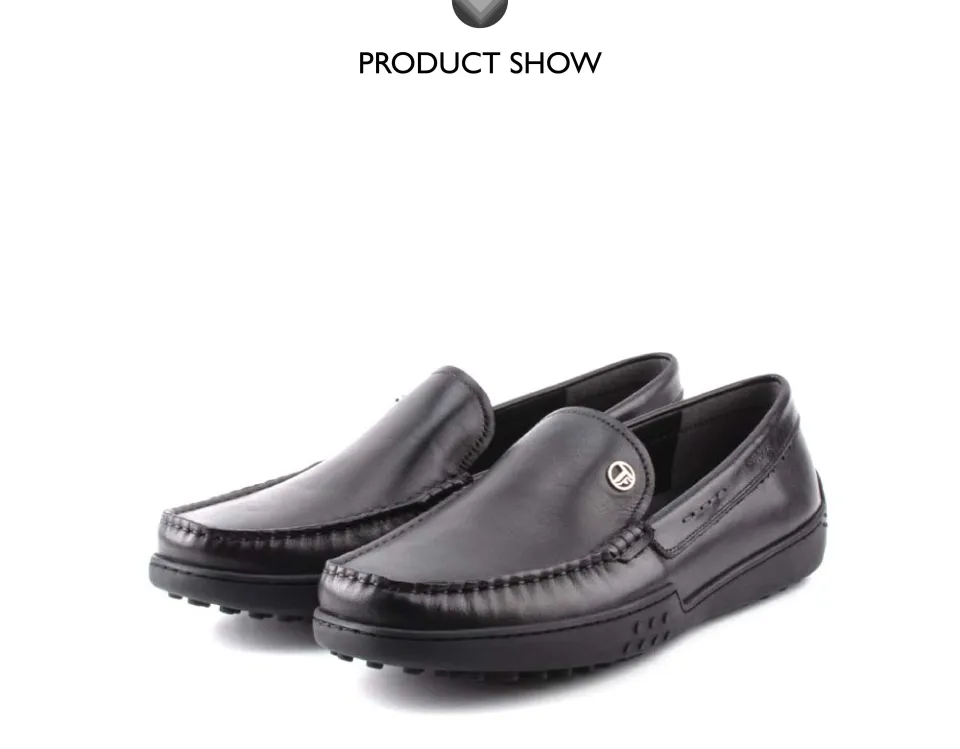 THE FLEXX Men's Leather Slip-On Moccasin Shoes -TF7235-HJ1-1-BLACK