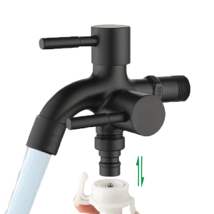 Ready stock Black 304 Stainless Steel Double Tap Multifunctional Stainless Steel Tap Two Way Tap