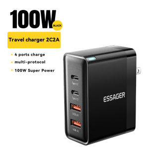 227Essager 100W 2C2A Desktop Charger GaN USB C PD Fast Charging Station QC 3.0 PD 3.0 Type C Quick Charge For iPhone Samsung Huawei  Mobile Phone Chargers