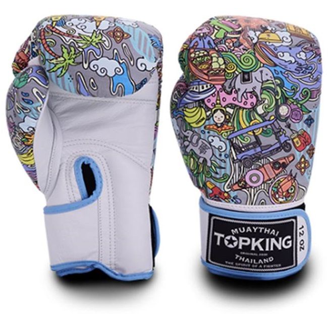 Top King Boxing Gloves Thai Culture 10,12,14,16 oz. Muay Thai MMA K1 นวมซ้อม ท็อปคิงส์ ลายวัฒนธรรมไทย ผลิตในประเทศไทย