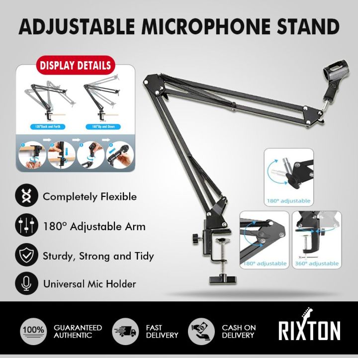 RIXTON Adjustable Microphone Stand Phone Stand Suspension Boom Scissor ...