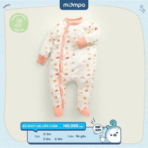 Bộ Body Dài Liền Chân Mompa/ Ualarogo Thấm Hút Mồ Hôi Mềm Mại Cho Bé Trai Và Bé Gái Từ 0-6 Tháng MP428/MP429/UR2130